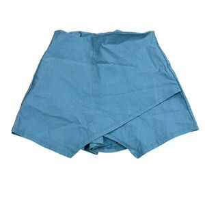 American Threads Women's Skort Skirt Shorts Asymmetrical Wrap Blue Medium M